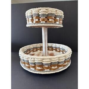 Foxcreek Double Lazy Susan Fruit Decorative Nautical Double Baskets 13.5” X 14”